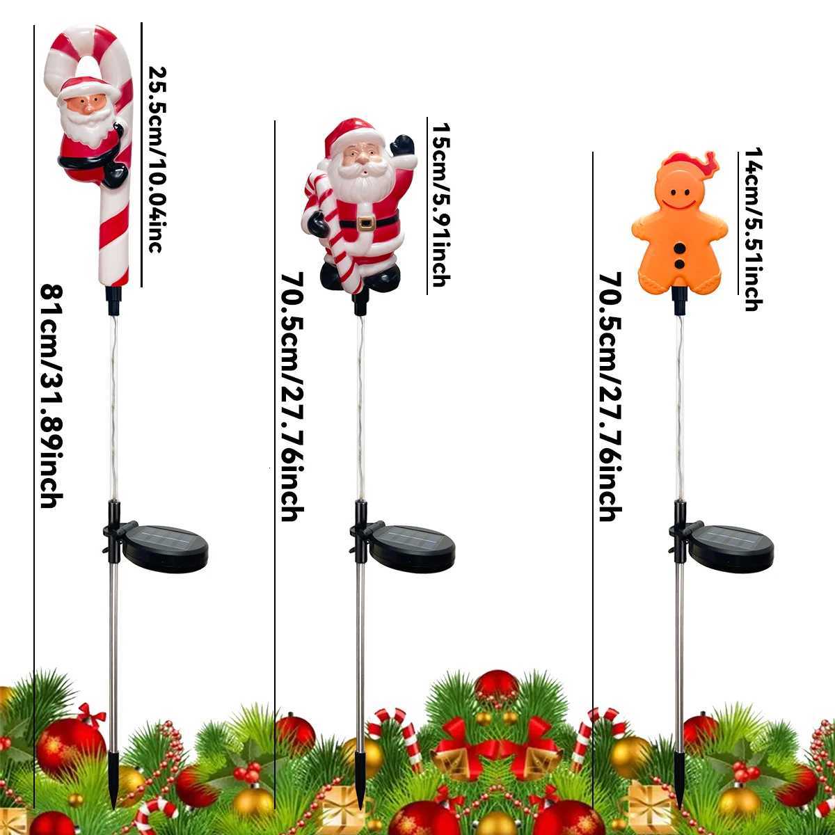 1pc Solar Christmas Garden Santa ClausElkXmas Tree Stake Lights with 8 Lighting Modes For Outdoor Holiday Lawn Christmas Decor M251113