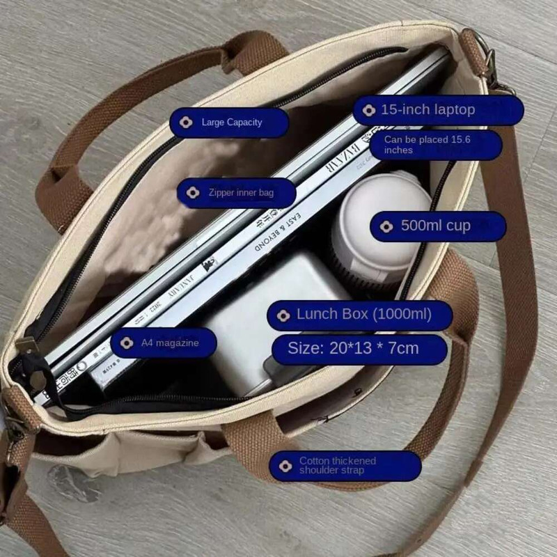 Large Capacity Canvas Tote Shoulder Women's Messenger Bag Multi Pocket Casual Crossbody Handbags womens