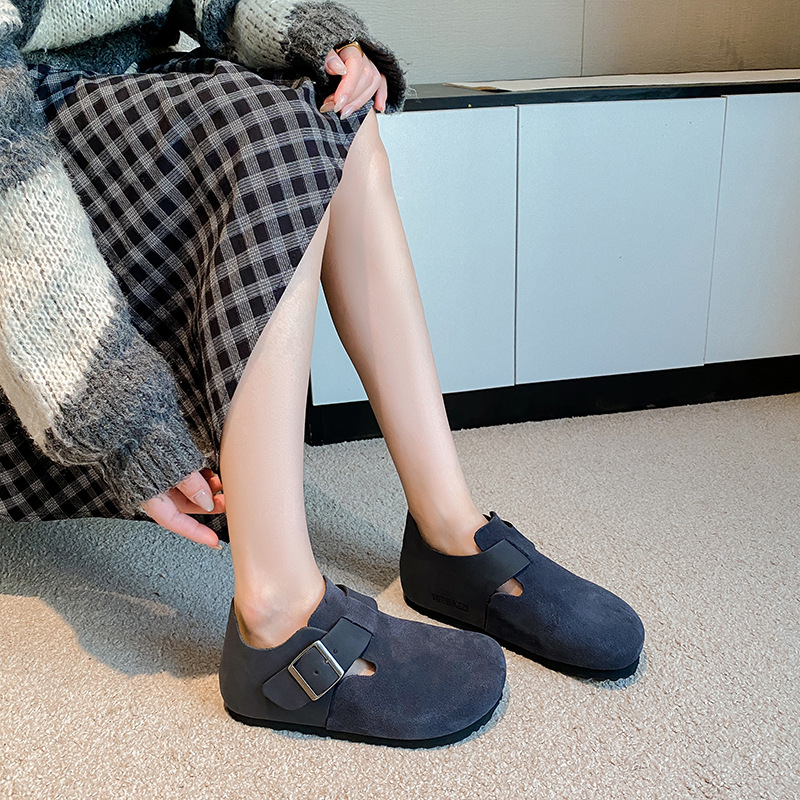 TEEMAZZI designer shoes hot genuine leather cork sole high quality casual shoes comfortable versatile vintage shoes for woman