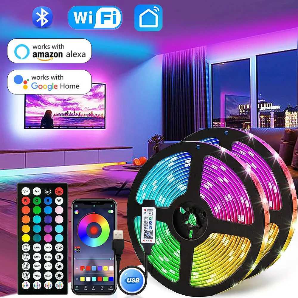 Usb 5V Led Strip Light 5050 Rgb Led Tape Bluetooth Wifi App Remote Control Led Room Light 1-30M Backlight Ribbon Lighting Lamp W251112