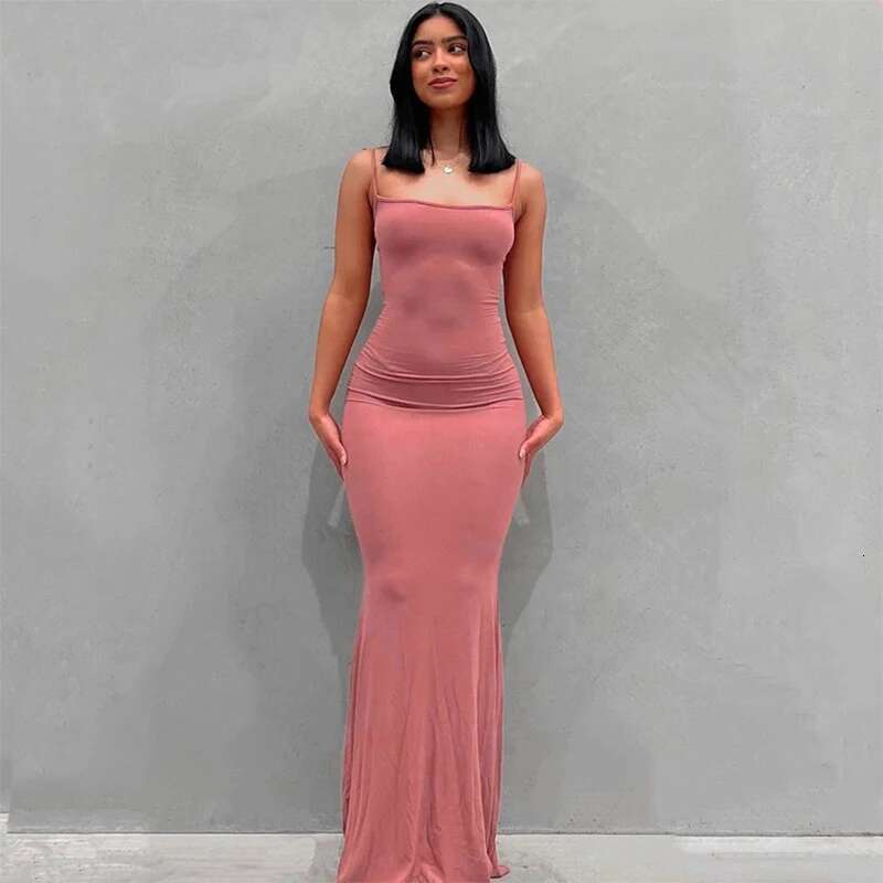 Summer New Tight Long Casual Skirt Sleeveless Sexy Hot Girl Suspender Bag Hip Fishtail Dress