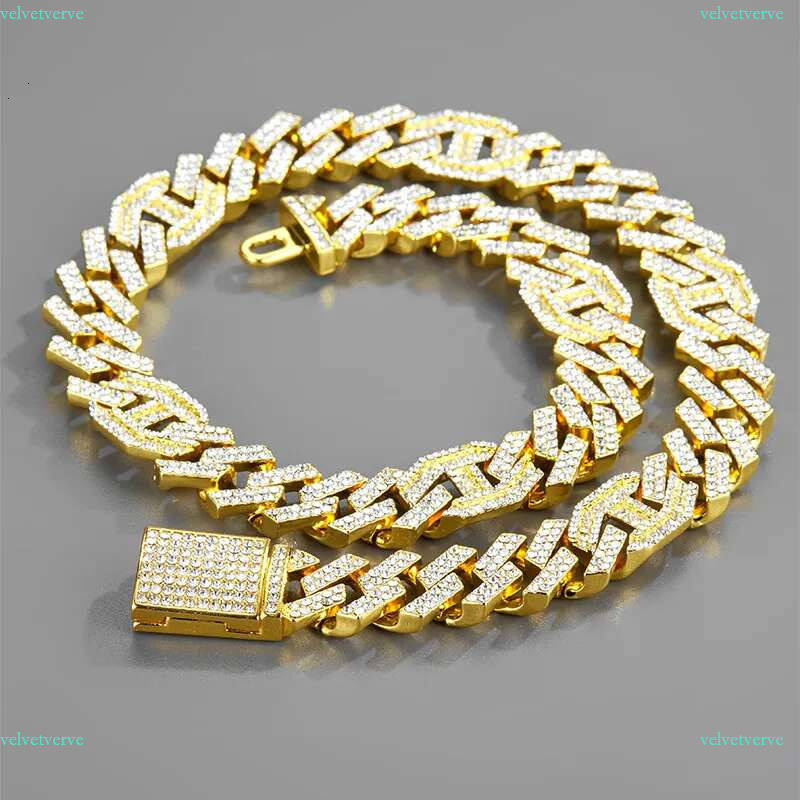 15mm Cuban k Chain Necklaces Micro Pave Prong Fashion Hiphop Full Iced Out Rhies Jewelry for Men Women Gold Sier Bg Hip Hop Bracelets Gifts