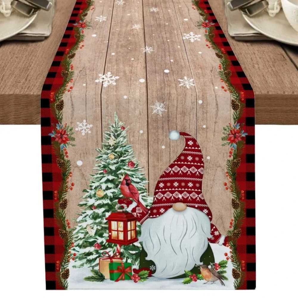 Christmas Christmas Tree Snowman Table Runners Kitchen Dining Table Decor Farmhouse Navidad Xmas Linen Table Runners Wedding Decor Y251113