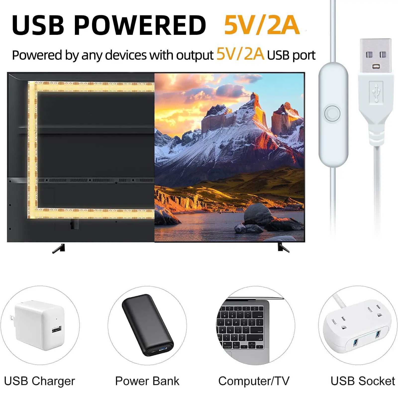 5V USB LED Strip With Switch SMD 2835 60LEDs/M Flexible Senson Light Tape Ribbon Backlight For Room Cabinet TV Lighting W251112