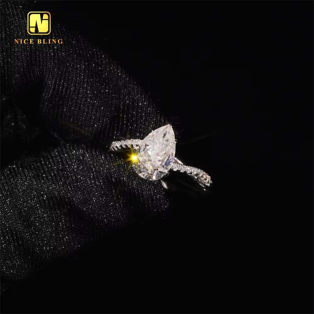 Pear Cut Big VVS Moissanite Diamond Fashion Jewelry Wedding Ring 925 Sterling Silver Rings Jewelry Engagement Ring for Women