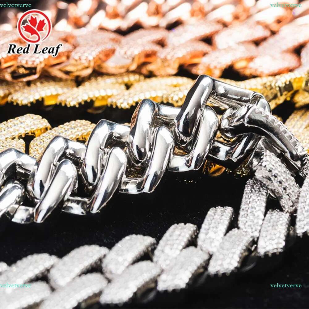 Designer Jewelry Popular k Chain Hip Hop 14mm 15mm 20mm D VVS1 Round Brilliant Cut Pass Dia Tester Moissanite Cuban Necklace Men for
