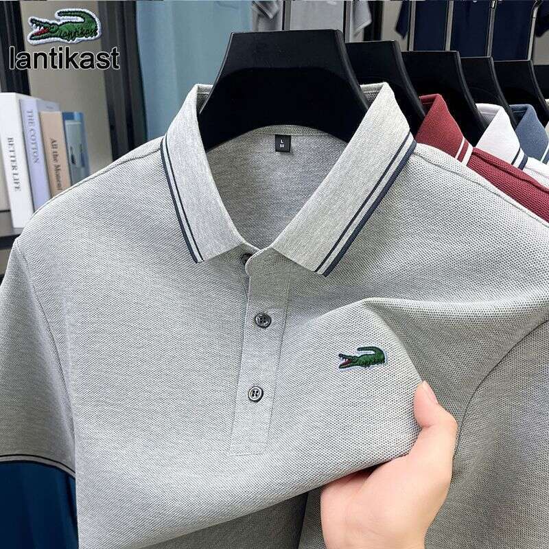 Noble Crocodile Summer New Men's Polo Shirt designer hoodie Short Sleeve LANTI KAST Pure Cotton Turn-Down Collar T-Shirt Solid Color Business Cas