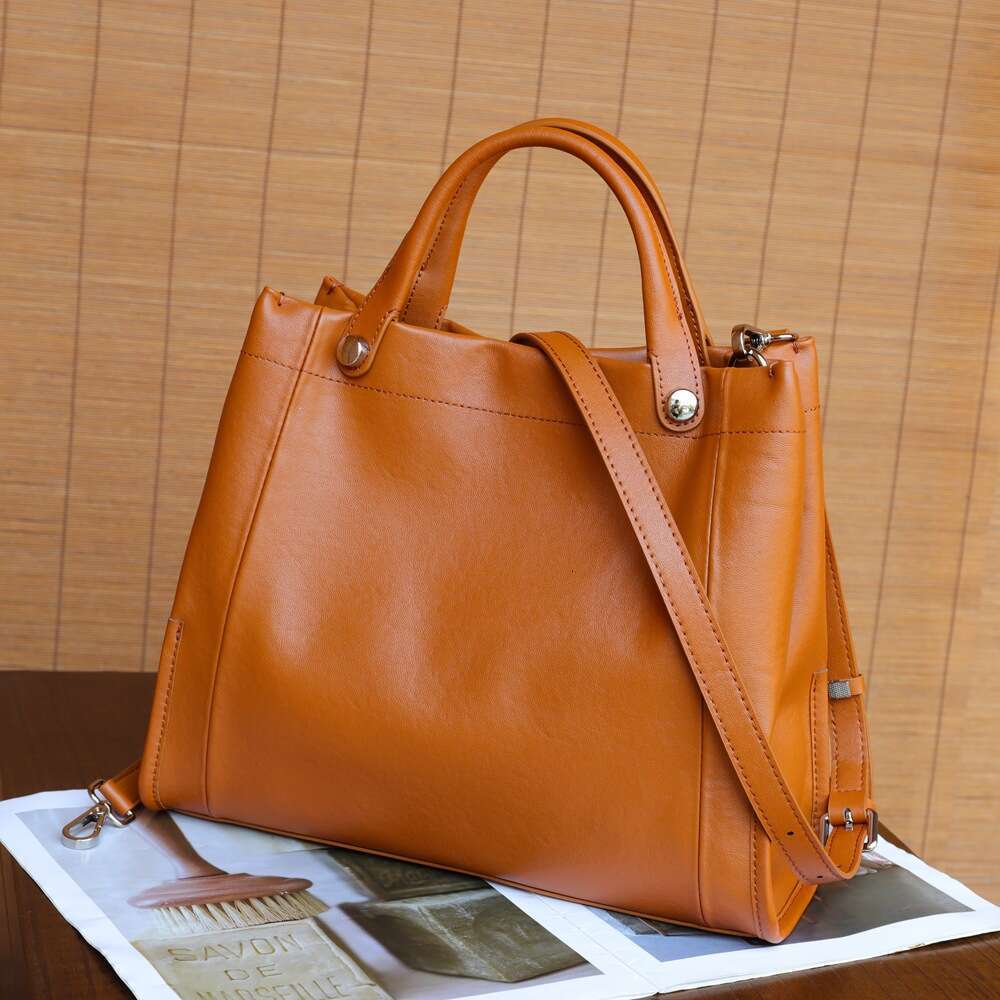 Luxury Bags Designer Genuine Leather Women's Shoulder Bags Topped Vegetable Tanned Cowhide Top Handle Bags Stylish Multifunctional Tote