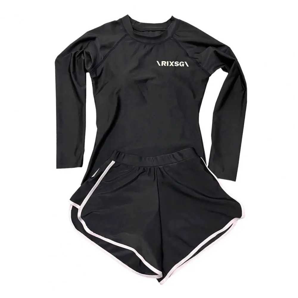 2 Pcs/Set Unisex Swimsuit Breathable Leaf Print Wetsuit Pockets Couple Surfing Clothes Diving Bathing Suit Water Sport SwimwearW251113