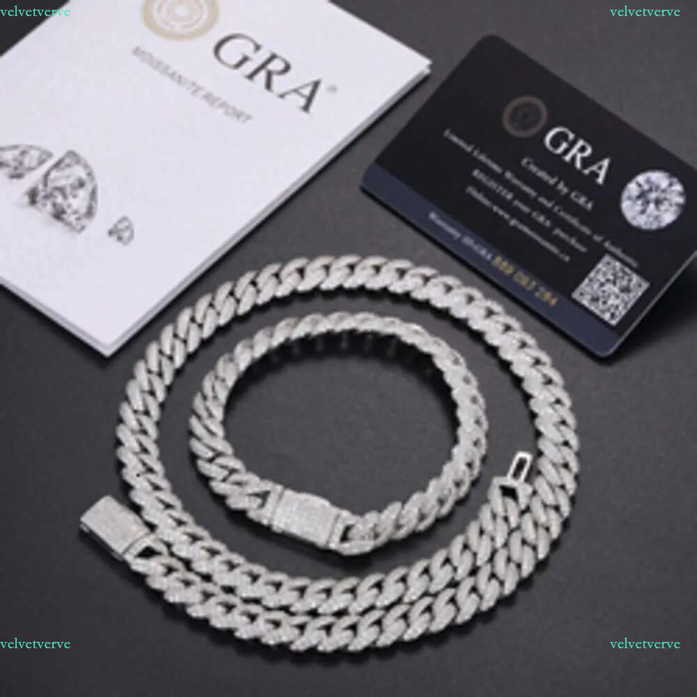 10mm 12mm 3 Rows Moissanite Bubble Cuban k Chain Pass Dia Tester S Mossanite Iced Out Hip Hop Jewelry Mens Fashion