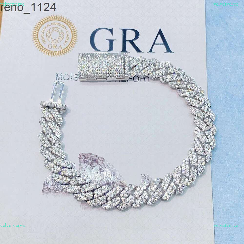bracelet necklace mossanite 2023 Solid Sier Rose Gold Plated Iced Out Hip Hop Fire Jewelry VVS Moissanite Dia Cuban k Chain Bracelet Man