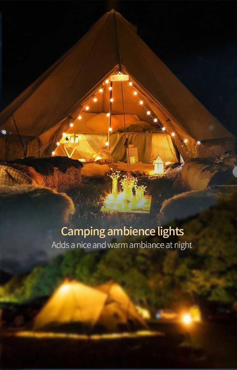 GGbingo LED Camping Strip Light RGB Smart APP Waterproof Light USB Rechargeable Storable Atmosphere String Lamp for Outdoor Tent W251112