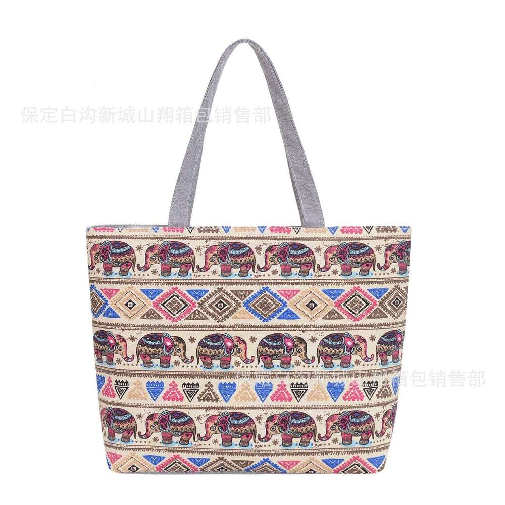 New Canvas Women's Large Capacity One Shoulder Crossbody Printed Bag Handbag