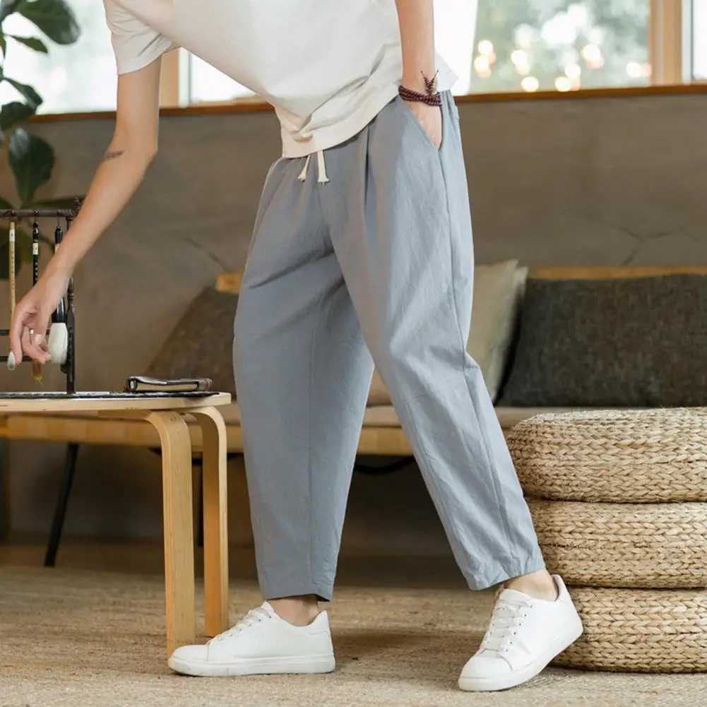 6 Colors 2023 New Mens Casual Pants Versatile Cotton Linen Loose Linen Pants Korean Fashion Pants Straight Sleeve JoggerXJ250412