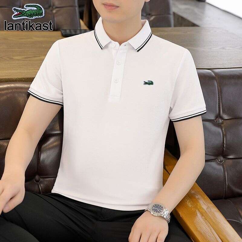 Noble Crocodile Polo designer handbag Shirt Men's Summer Short Sleeve Cotton T-Shirt Turn-down Collar Business High-end Loose Fit Trendy Tee