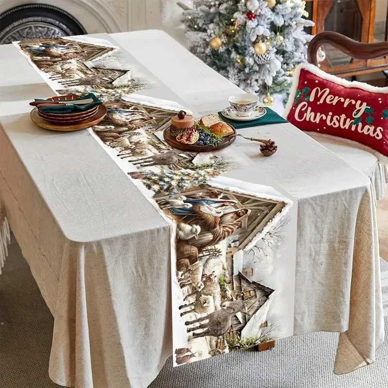 Christmas Santa Claus and Snowman Theme Table Decoration Table Flag Christmas Decoration Home Table Decoration Christmas Party Decoration Y251113