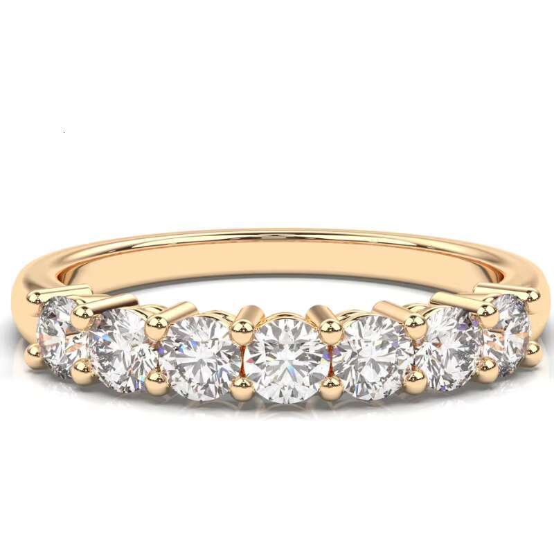 10K Solid Gold Engagement Ring 7 Stone Moissanite Wedding Band Custom Two Tone Moissanite Ring