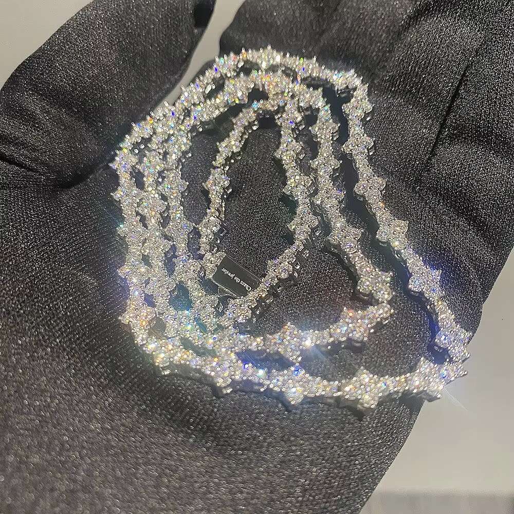 3mm 4mm Mini Cross Hip Hop Jewelry Moissanite Tennis Chain Bracelet 925 Silver Iced Out Tennis Chain Necklace for Men and Women