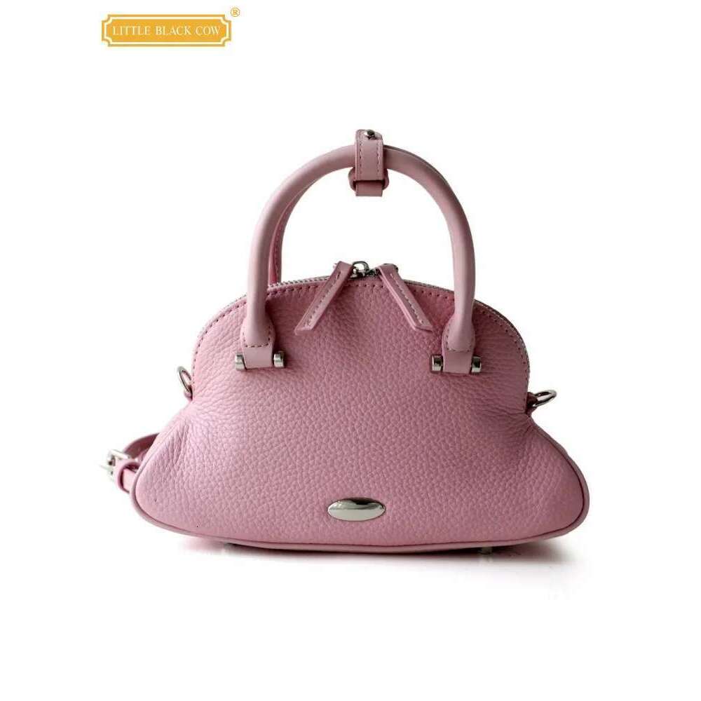 Women Cowskin Genuine Leather Bag Fashion Design Shell Totes Office Ladies Handbag Solid Color Crossbody Single Shoulder Bags