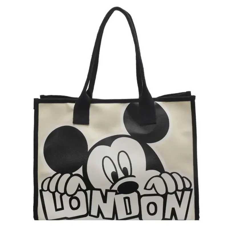Disney New Disney Mickey canvas bag womens Versatile casual shoulder bag commuting handbag large capacity multifunctional mother bagXJ250412