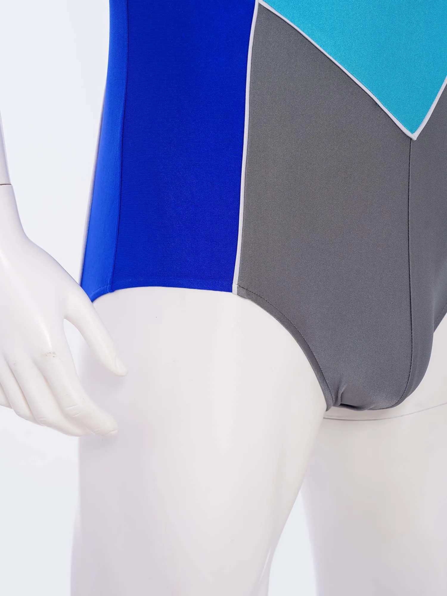 Color Block Mens One Piece Swimsuit Swimwear Sleeveless Number Printed Sports Bodysuit Leotard for Running Swimming CompetitionW251113