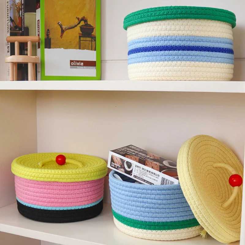 Colourf Handwoven Basket Cosmetic Storage Bag Sundries Toy Sundries Organizer Desk Decor Y251112
