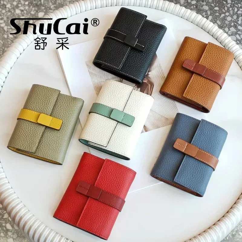 Short wallet womens wallet fashionable coin wallet card clip wallet womens leather wallet 250410