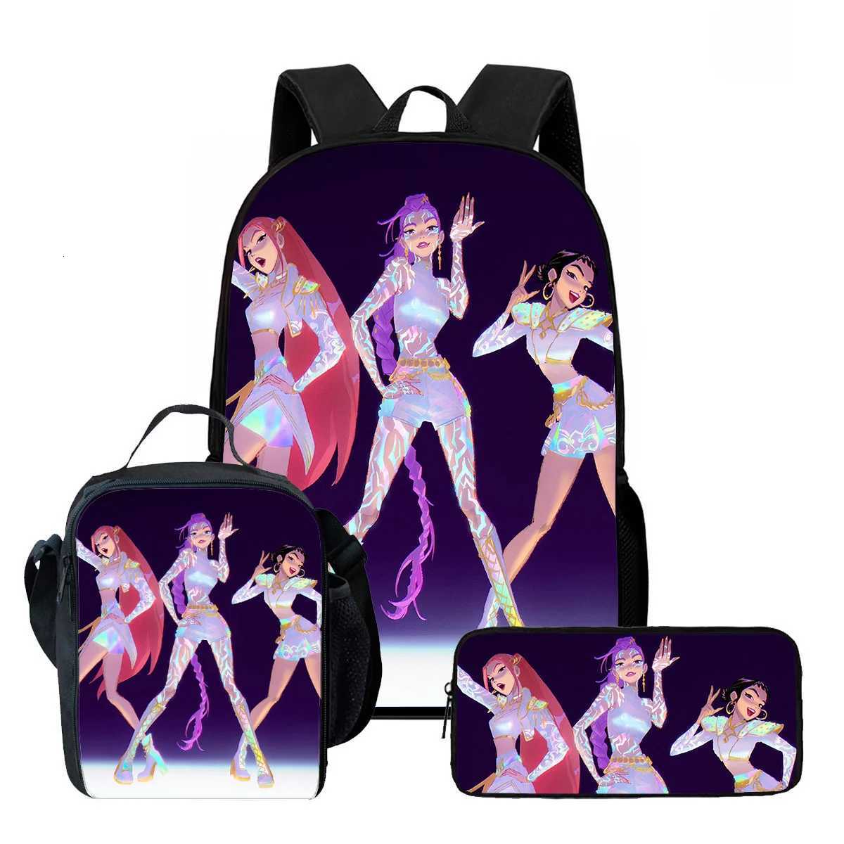 3Pcs Kpop Demon Hunters Huntrix School bags Set for Girls Boys Pencil Boxes Backpack Sets with Lunch Box For School DaypackW251113