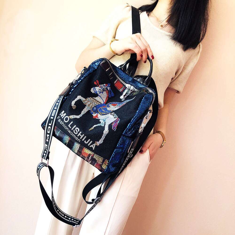 Backpack Kuerduo Trendy Women's Large Capacity Single Shoulder Bag Personalized Hot Diamond Western Style Backpack