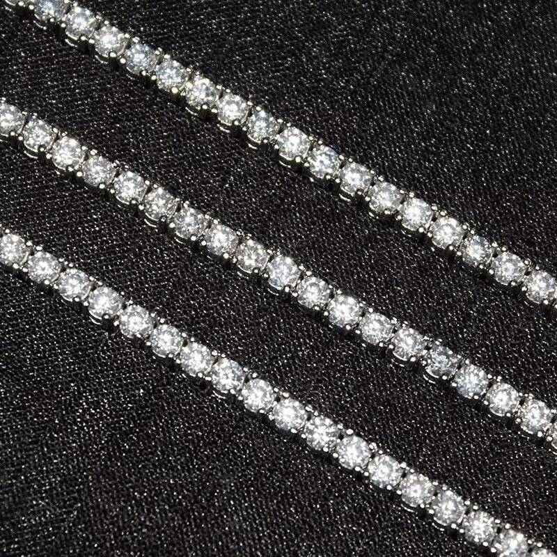 Hip Hop Iced Out 925 Sterling Silver 3mm 4mm 5mm Moissanite Diamond Tennis Chain Necklace
