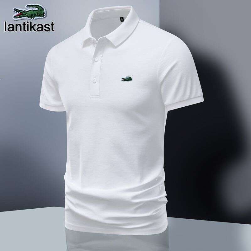 Noble Crocodile Polo designer handbag Shirt Men's Summer Short Sleeve Cotton T-Shirt Turn-down Collar Business High-end Loose Fit Trendy Tee