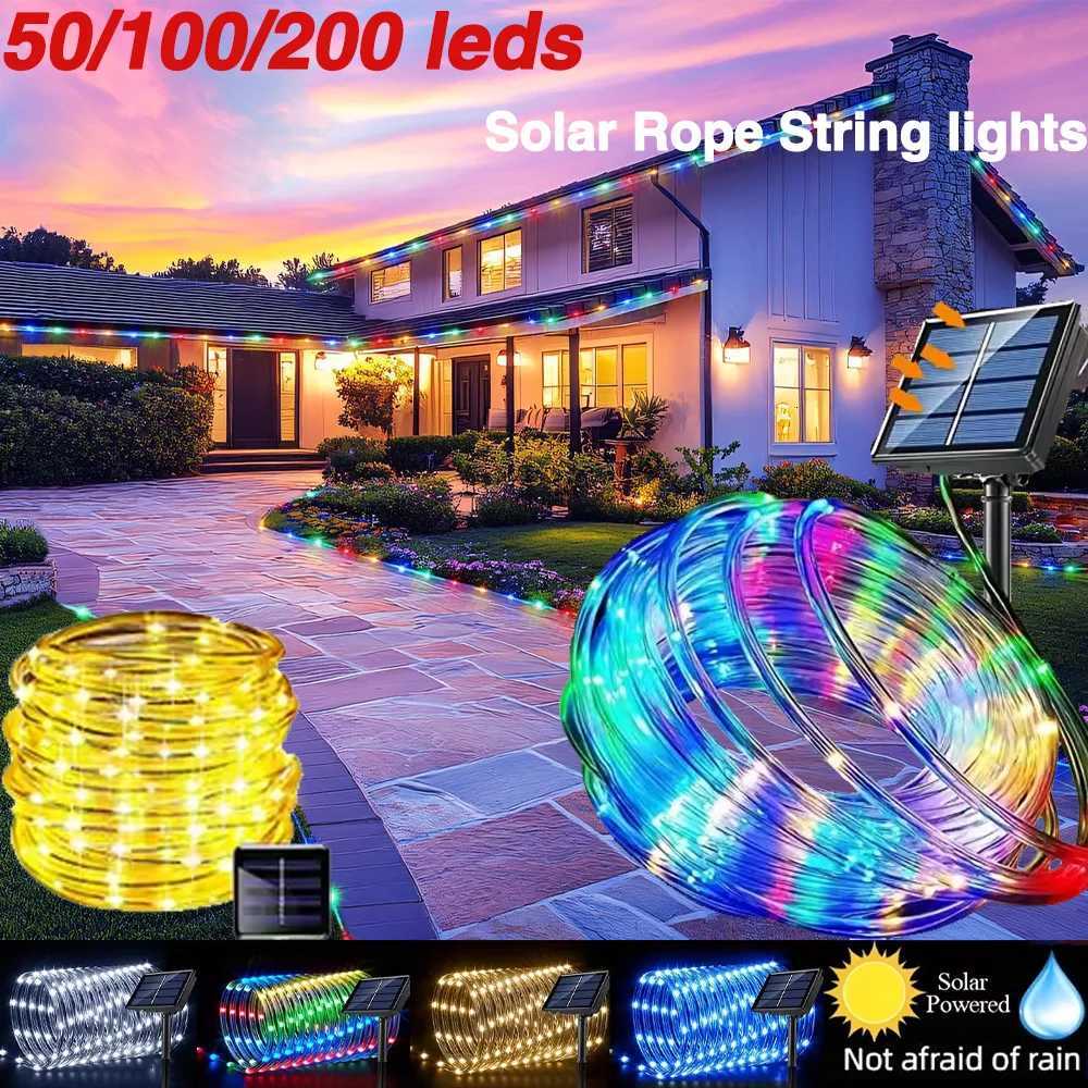 7M/12M/22M Outdoor Solar Tube Rope Led Light Garden Waterproof Strip Lights for Christmas Decoration Wedding Fence Fairy Lamp W251112