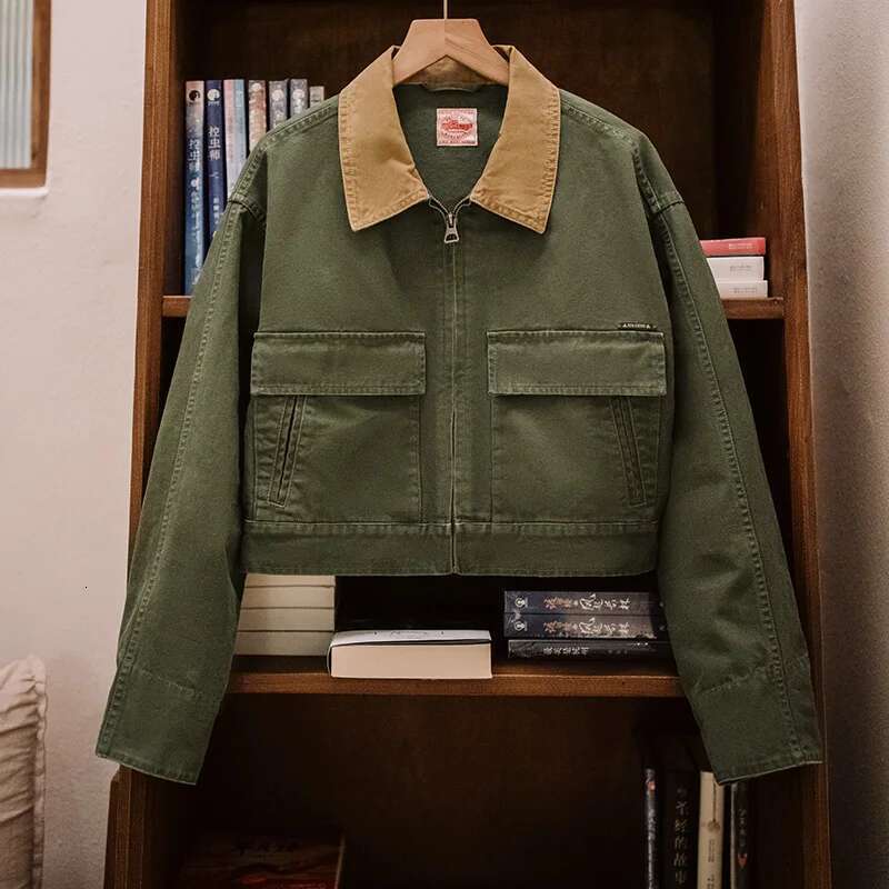 Designer Clothes Maden Women's Autumn Barn Style Color Blocked Canvas Safari Jacket Spliced Turn - Down Collar Workwear Vintage Charm Outwear