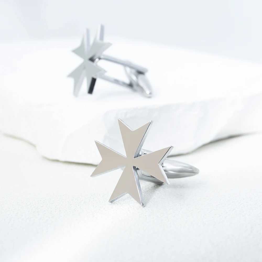 Classic Maltese cufflinks mens stainless steel cross talisman cufflinks fashionable wedding jewelry groom Fathers Day giftT250412