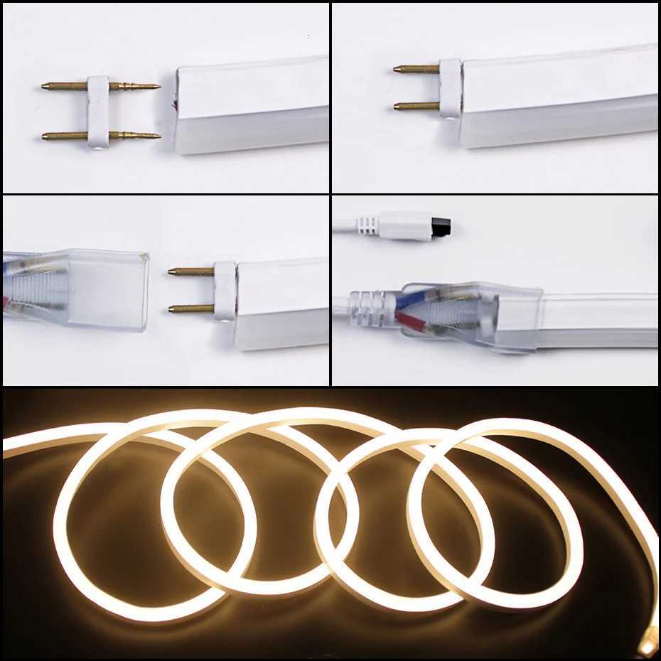 220V EU LED Neon Strip Light 2835 120LED/m Waterproof Ribbon Tape Dimmer Remote Led Strip Light Bluetooth Tuya WiFi Smart Life W251112