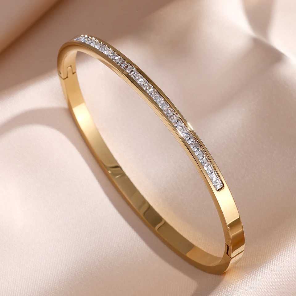 ZAKOL 5/1pcs Sparkling Zirconia Inlaid Stainless Steel Bracelet Set for Women Stackable Bangles Fashion Non Fading Jewelry Gift K251113