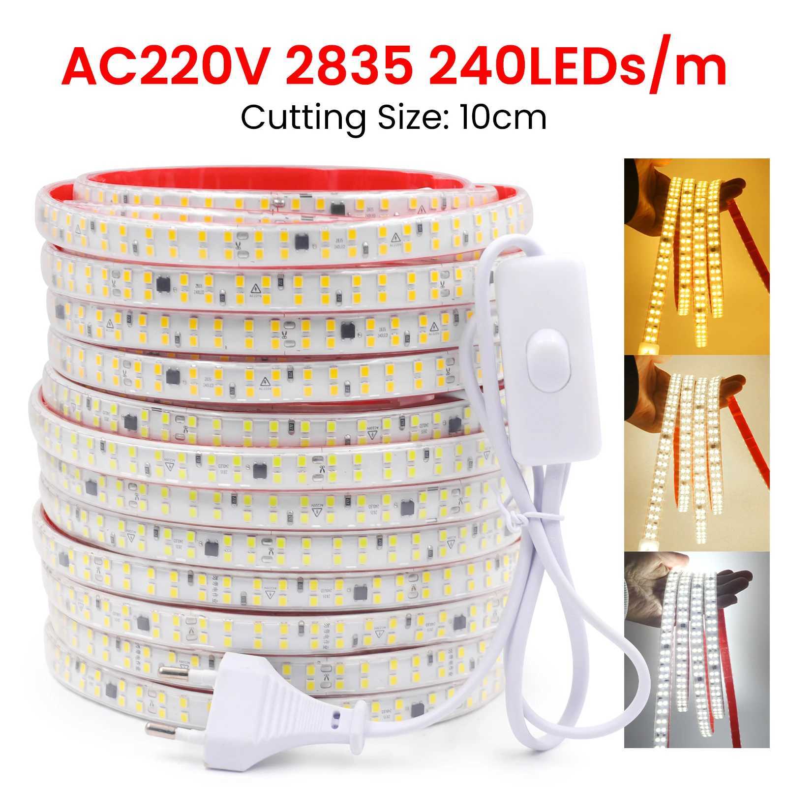 AC 220V LED Strip Waterproof 240Leds/M 3000K 4000K 6000K Home Decor Self Adhesive Tape Chain Light Flexible Ribbon Strip W251112