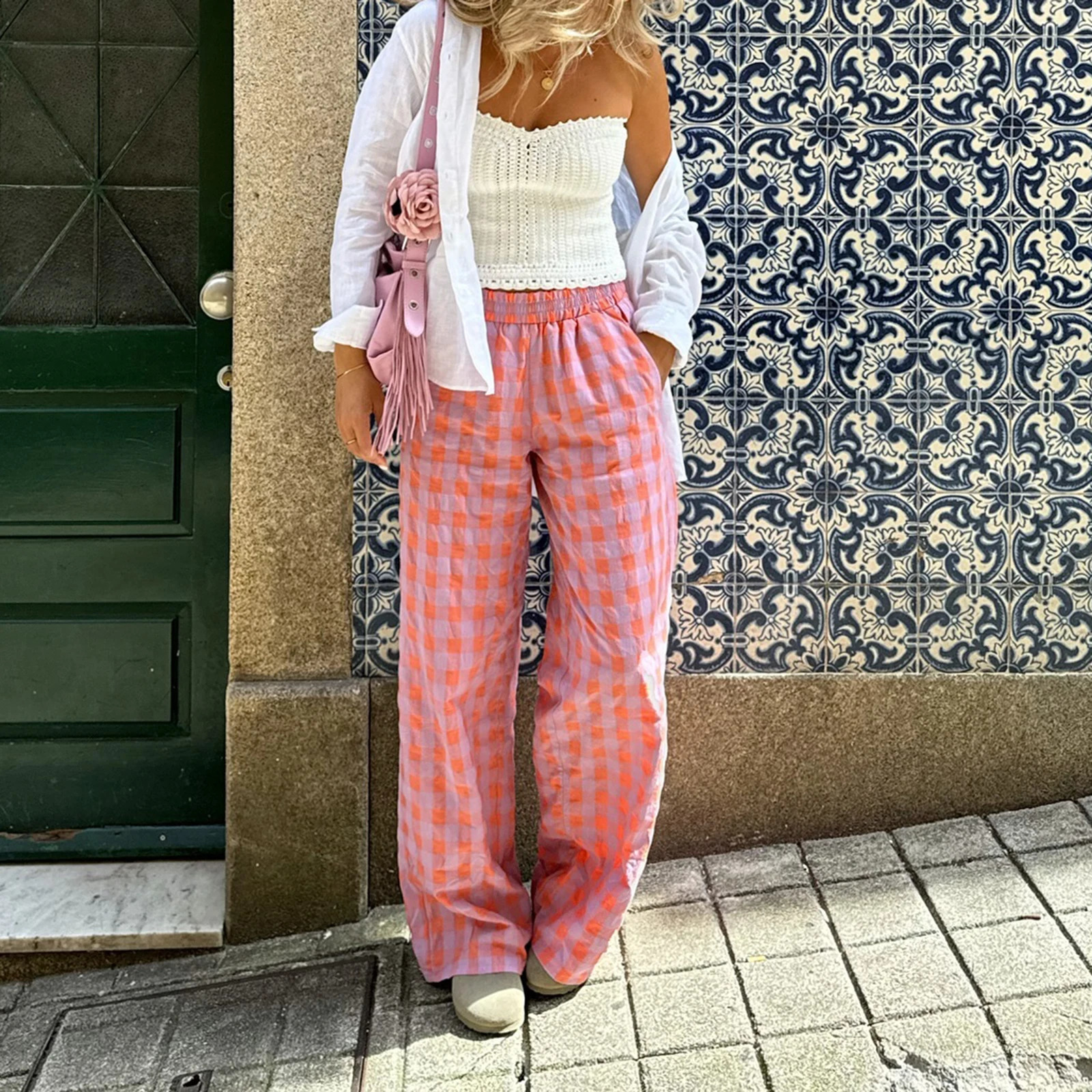 FYBITBO womens retro casual plain loose pants streetwear basic streetwear 90s Trouser Aesthetic Y2K Harajuku underwear 250411