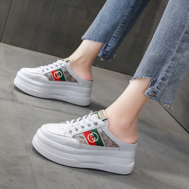2025 Summer New Women Board Shoes Sneakers Fashion Versatile Printed White Shoes Low Top Chunky Platform Casual Shoes free shipping
