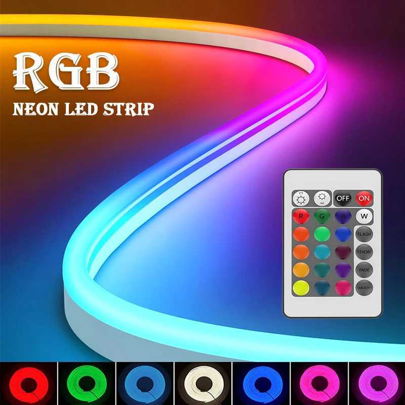 USB LED Neon Rope Lights RGB Led Strip Lights with Remote Color Changing Flexible Led Light Strip Gaming 5V Neon Lights W251112