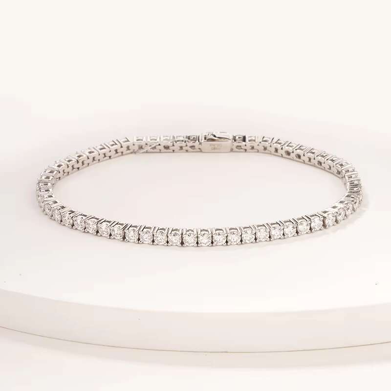 Gold Plated Silver 3mm Def Loose Moissanite Diamond Tennis Bracelet Chain with Good Price Have Stock