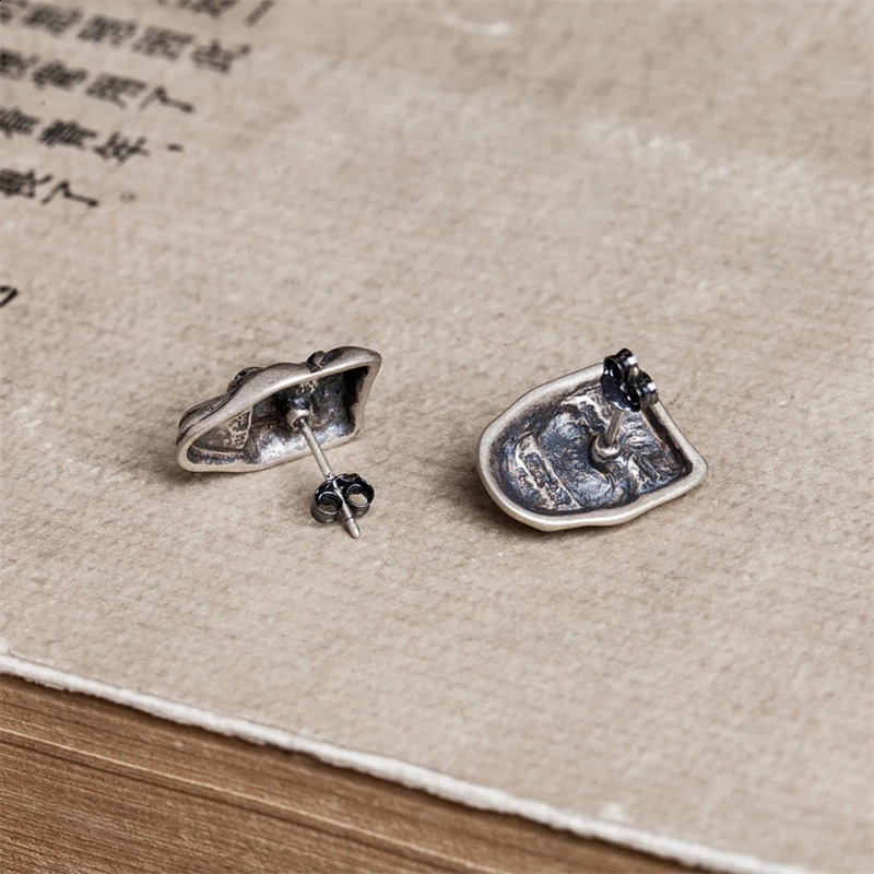 YIZIZAI 925 Sterling Silver Creative Mask Man Stud Earrings Punk Street Style Smile Crying Face Earrings For Men Women Jewelry 250411