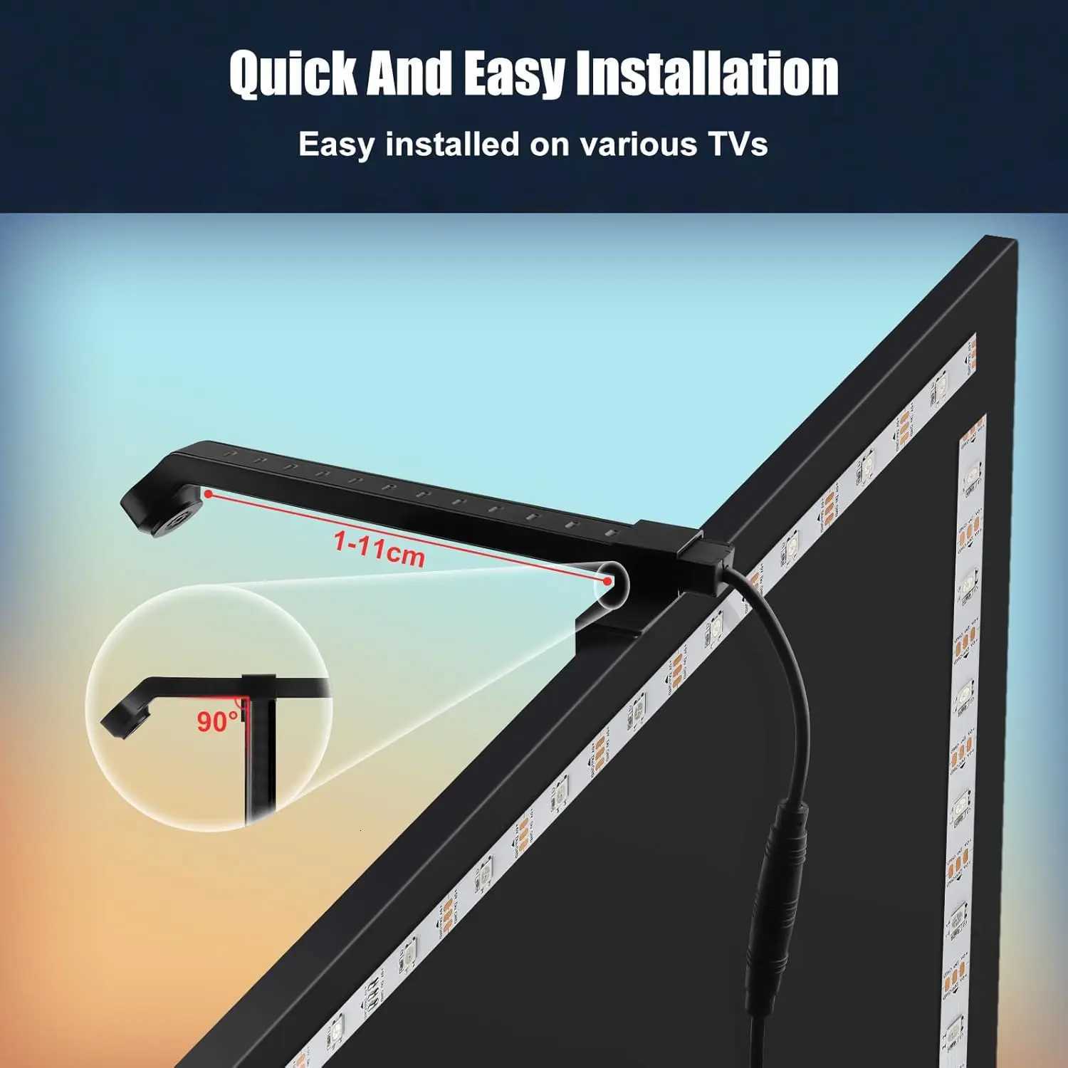 USB Ambilight Tv Led Backlights Kit RGB/RGBIC Sync To Screen With Camera For 75-85in Smart Led TV Back Strip Music Sync For Game W251112