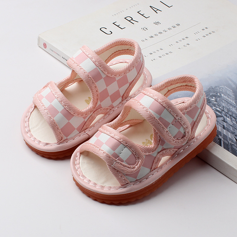 designer shoes 2025 new Summer new style whistle boys' sandals for 0-1-2 years old with ox tendon soles Toddler squeaky shoes for baby girls