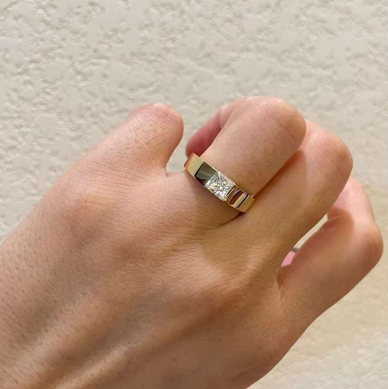 1.50CT White Princess Cut Solitaire Engagement Ring 925 Sterling Silver Square Cut Anniversary Diamond Rings Trendy Gift