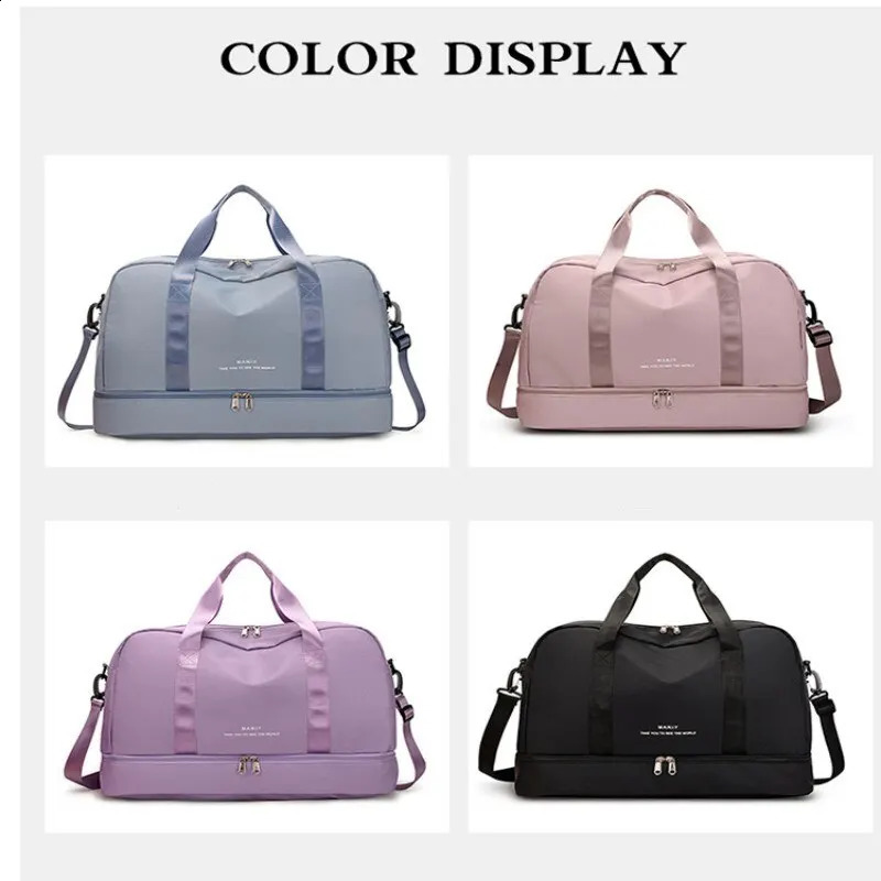 Travel Waterproof Duffel Gym Tote Bag Weekender Carry on Overnight for Women with Trolley Sleeve Wet Pocket250403