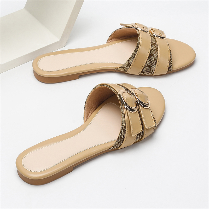 free shipping designer slippers for women 2025 Summer New Flat Bottom Large Anti slip Fashion Leisure Comfortable Beach Slippers Size 35-43