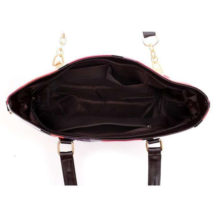 New grid six piece set mother tote with contrasting color trend, one shoulder portable women's bag