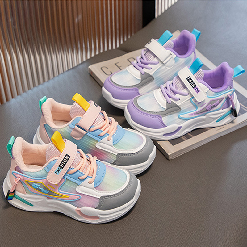 Kids Sneakers Girls School Casual Shoes Outdoor Running Shoes Light Soft Tennis Purple Non-slip Youth Children Shoes Sizes 26 - 37 K0311