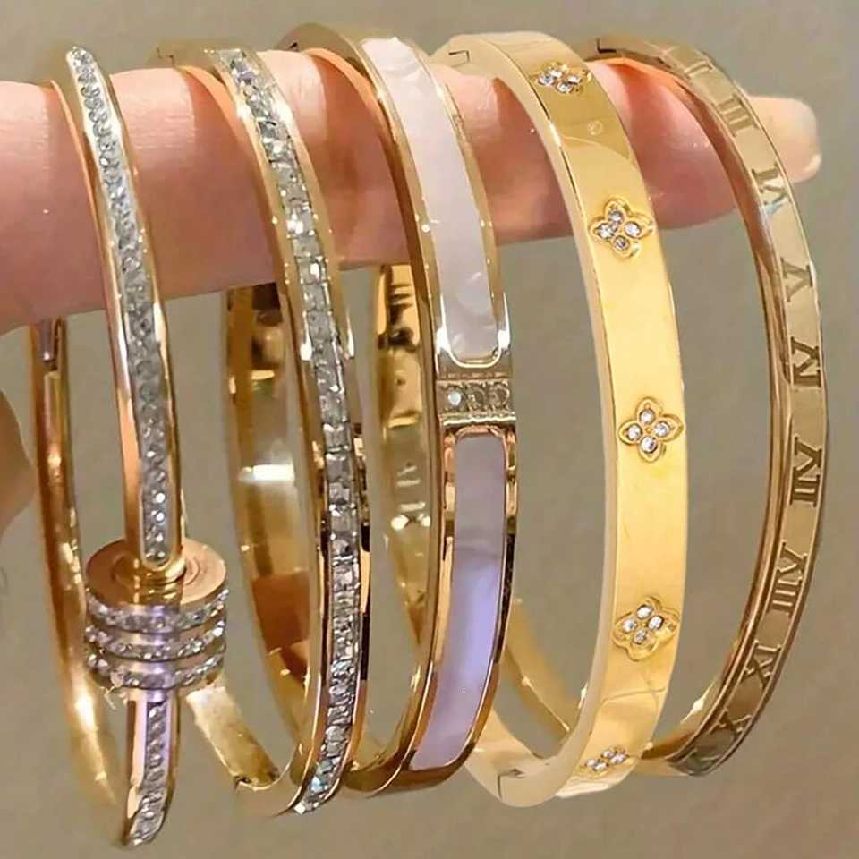 ZAKOL 5/1pcs Sparkling Zirconia Inlaid Stainless Steel Bracelet Set for Women Stackable Bangles Fashion Non Fading Jewelry Gift K251113